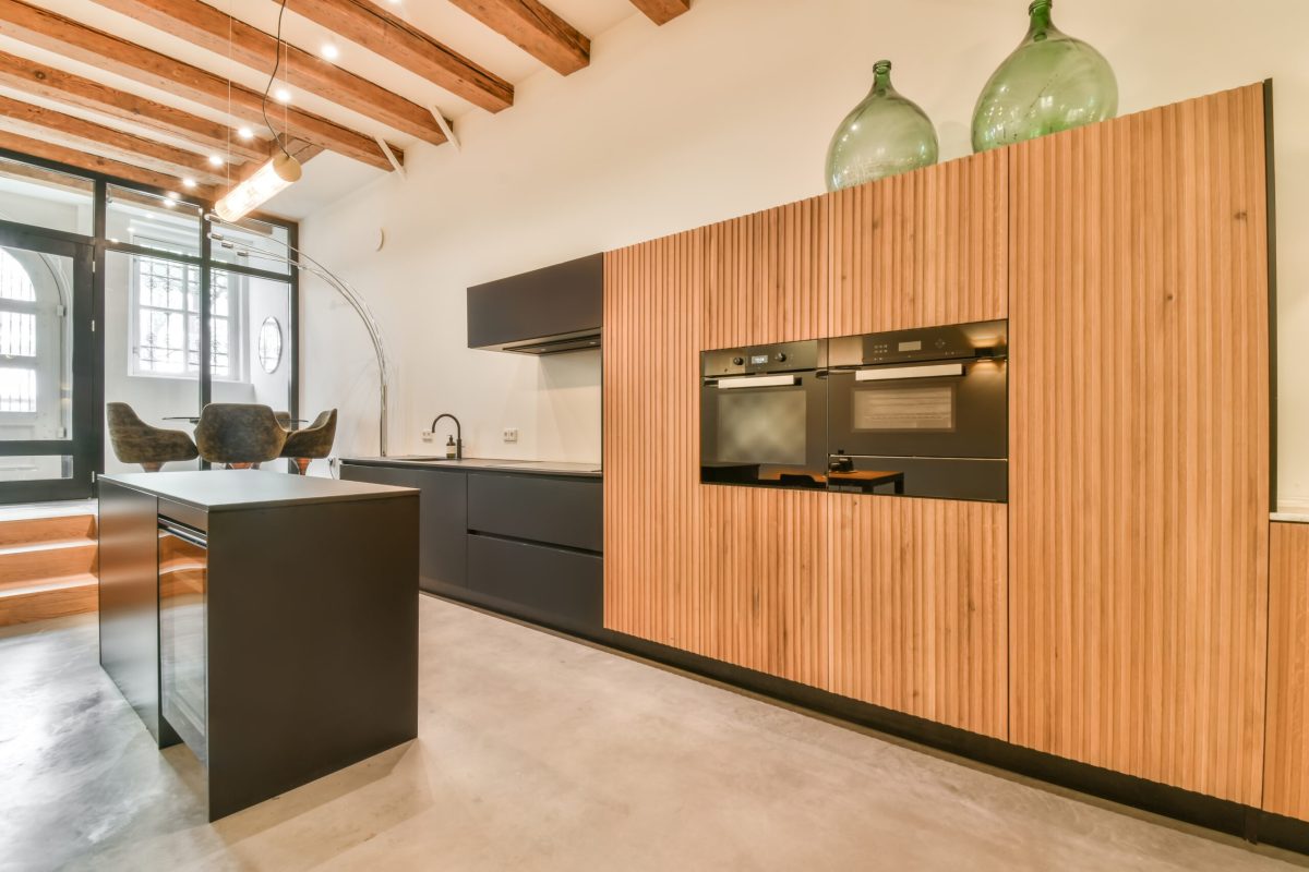 Cozy kitchen zone with in a spacious apartment